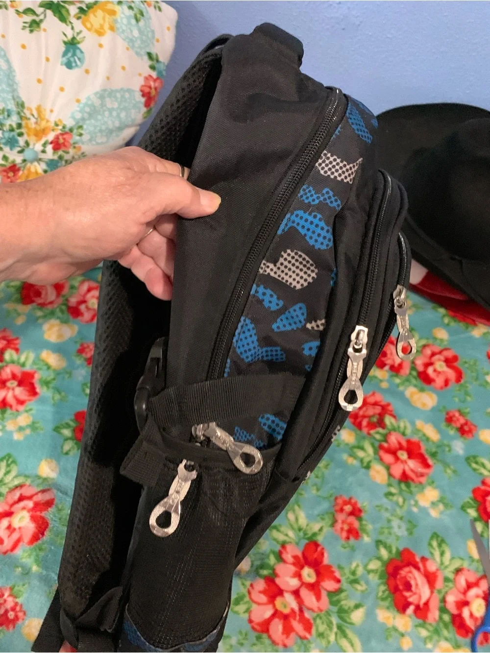 JIEBO The Best Design Sports Bag Backpack Blue Camo & Flame Graphic